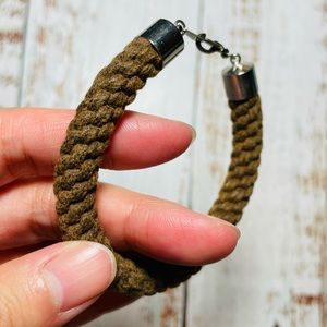 🎁OOAK Distressed Macrame Waxed Cotton Silver Bracelet (7")